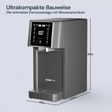 Система зворотного осмосу Slim Osmoseanlage для питної води, настільна | З фільтром від вапняного нальоту, UV-стерилізацією та 4 температурними режимами