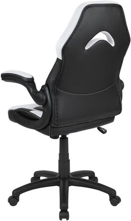 Ігрове крісло Flash Furniture X10, ергономічне, з регульованою спинкою, для комп'ютера і геймінгу, LeatherSoft, біло-чорне