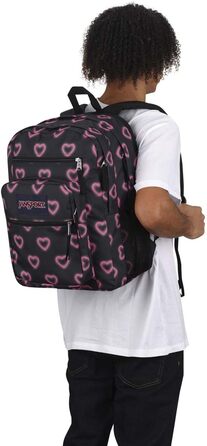 Рюкзак JanSport BIG STUDENT для школи та міста, чорний з принтом Happy Hearts, великий об'єм