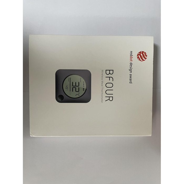 BFOUR Bluetooth термометр для гриля, 60 м, 2 зонди, великий РК-дисплей, нерж. сталь