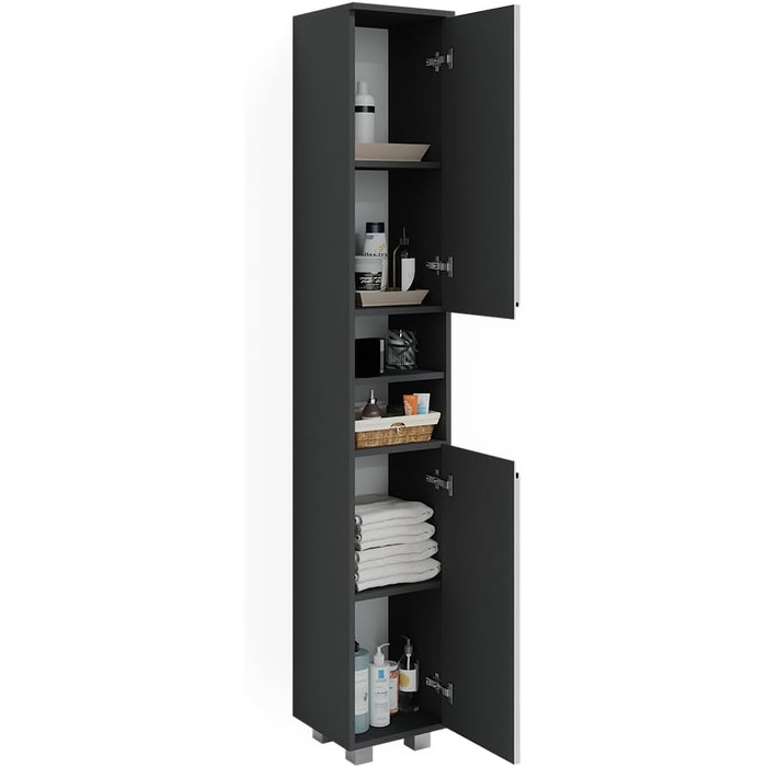 Пенал для ванної Vicco J-Shape, білий/антрацит, 30x190 см