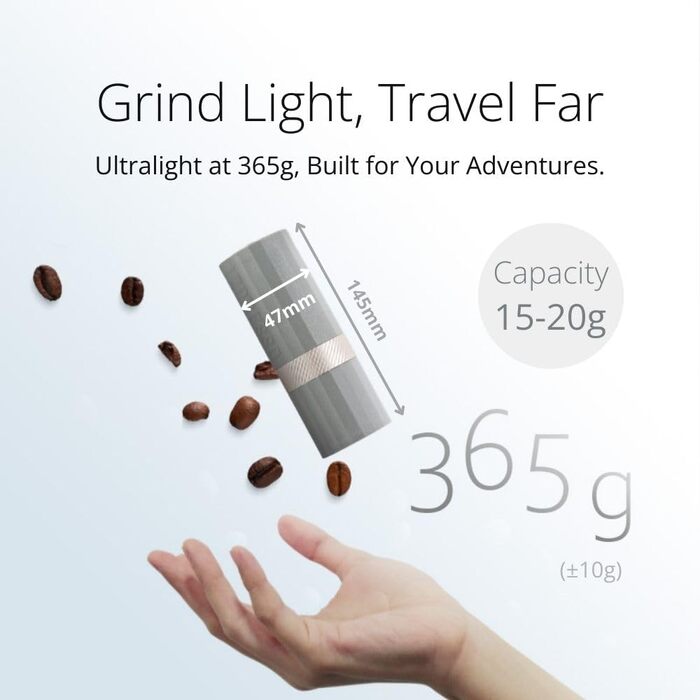 Кавомолка ручна 1Zpresso Q Air чорна, нержавіюча сталь, конічні жорна, для подорожей