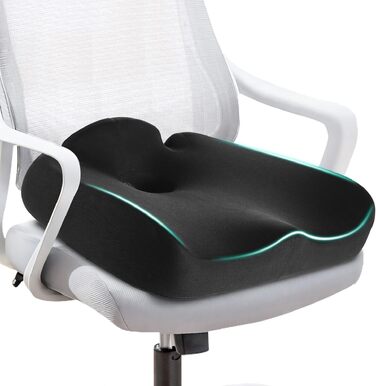 Подушка для сидіння з піни Memory Foam SKYNY для офісного крісла, автомобіля та інвалідного візка - велика, знімний гіпоалергенний чохол
