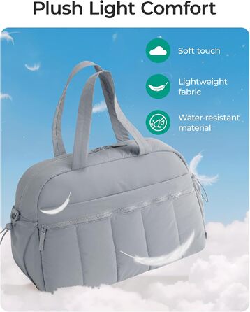 Спортивна сумка-даффл BAGMART Puffer на 24 л для жінок, містка сумка для подорожей та вікендів (темно-сіра, L)
