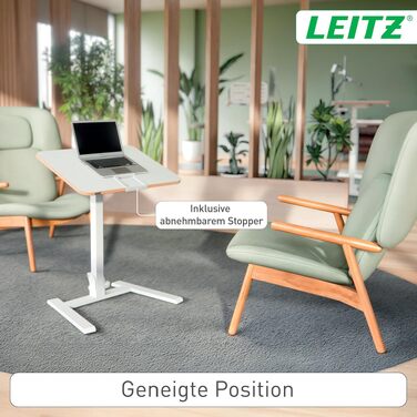 Ергономічний регульований стіл Leitz Ergo Compact 80x60 см для офісу та дому, білий - електричний стіл для сидіння/стояння з навантаженням до 80 кг, функцією нагадування про зміну положення