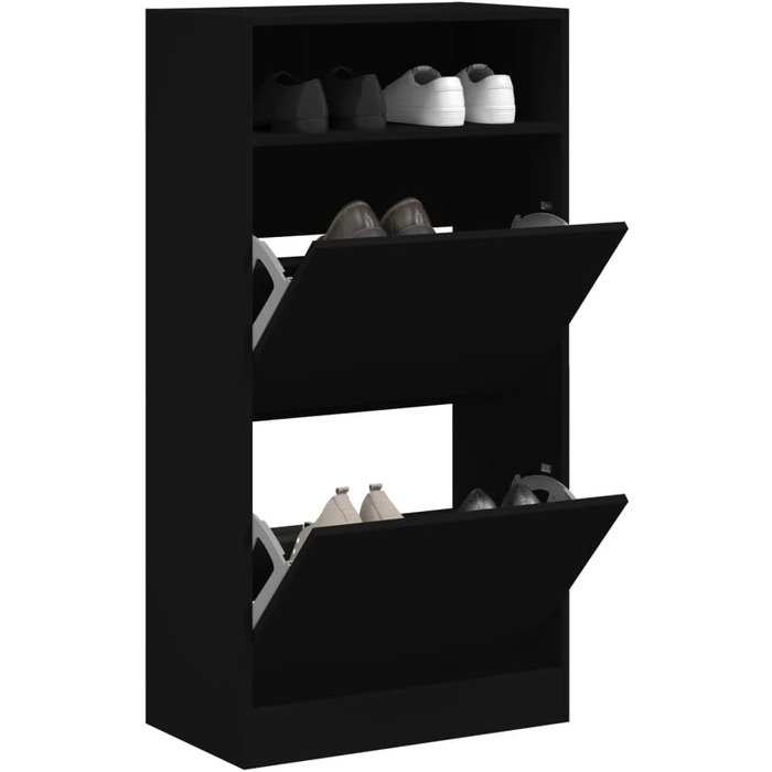vidaXL Шафа для взуття чорна 60x34x116 см, ДСП