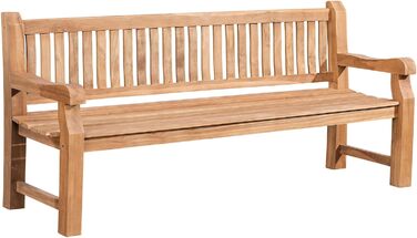 Садова лавка з тикового дерева CLP Jackson V2, 200 см, зi спинкою, для вулиці, водостійка, масивне дерево, колір тик