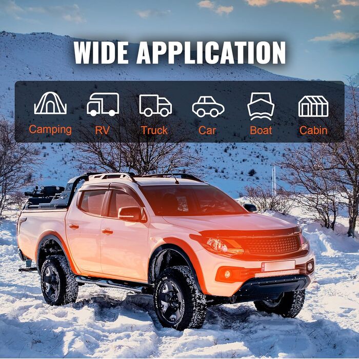 Автономний дизельний опалювач VEVOR 12V 5kW з LCD-дисплеєм, пультом дистанційного керування та Bluetooth, 0.16-0.52 л/год, помаранчевий