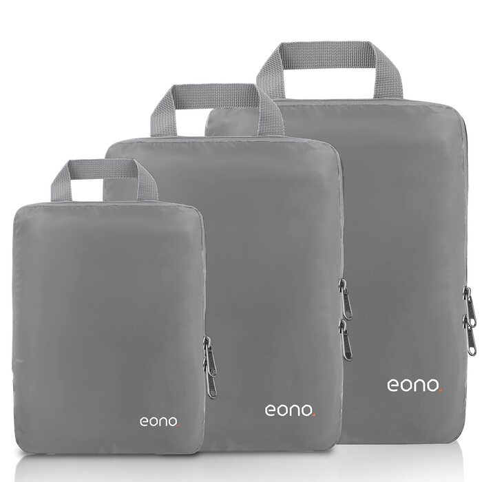 Набір компресійних органайзерів для одягу в подорожі Eono by Amazon, 4-тільний комплект сумок для валізи та рюкзака, темно-синій