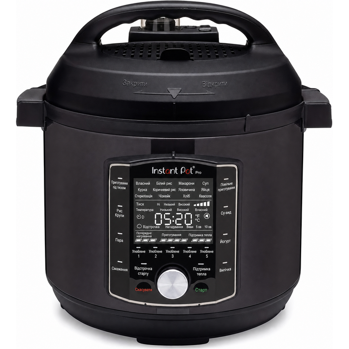 Мультиварка Instant Pot Pro 10-в-1, 5,7 л, 1200 Вт, електрична, швидковарка, рисоварка, пароварка, для йогурту, стерилізатор, Sous Vide, чорна нержавійка