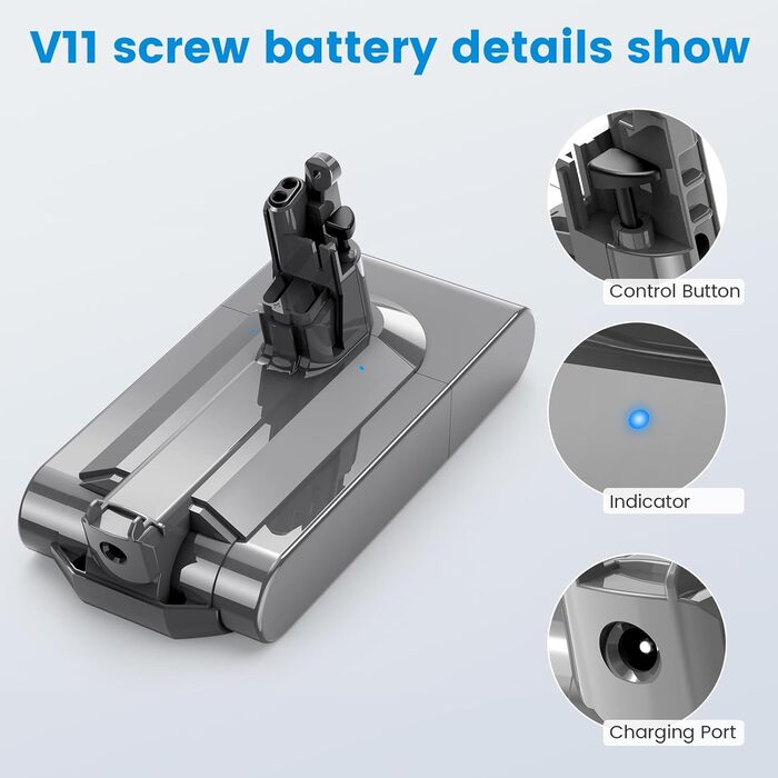 Акумулятор LabTEC V11 25.2V 3900mAh для Dyson V11 (гвинтовий тип) SV14 Absolute/Complete/Fluffy з кришкою, фільтром, щіткою, гвинтом, Li-ion, для бездротового пилососа (не підходить для Button Style)
