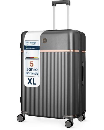 Легка преміум валіза для подорожей з жорстким корпусом, 76 см (XL), сіра — великий дорожній кофр з TSA-замком, подвійними колесами-спіннерами та алюмінієвою ручкою