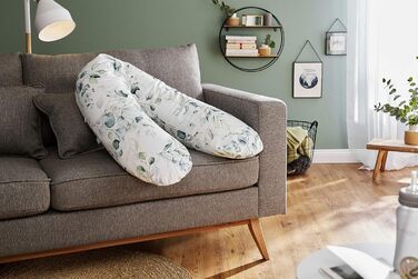 Гіпоалергенна подушка для годування та сну Rotho Babydesign Multi 190x35 см, безшумна, для вагітних і мам, машинне прання, дизайн Natural Leaves