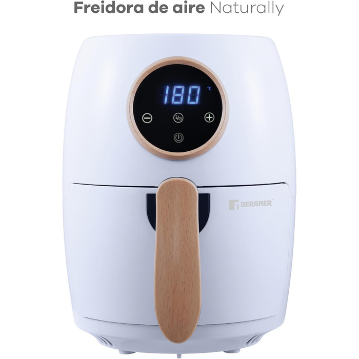 Аерофритюрниця Bergner Naturally AirFryer 2 л, 1000 Вт, антипригарне покриття, таймер, біла
