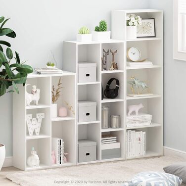Стелаж Furinno Luder, 7 секцій, двосторонній, білий, відкритий