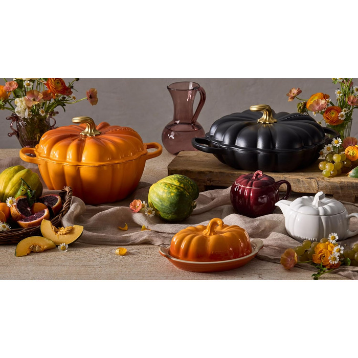Кокотниця Le Creuset Figurale Kürbis, емальоване чавун, 4 л, білий колір з мідним ручками