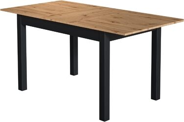 Розсувний обідній стіл Newfurn з дикої дуба та антрациту, 120-160x70 см, для кухні та їдальні