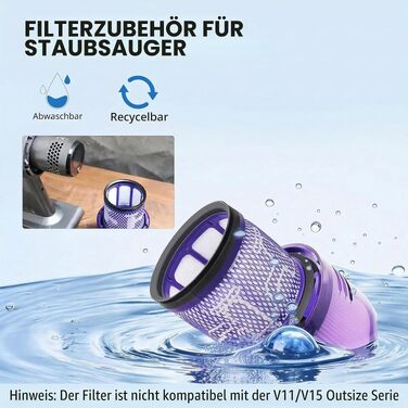 Акумулятор Morpilot V8 8000mAh для пилососів Dyson Absolute Animal Motorhead Exclusive Fluffy (V11 8.0Ah) з 3 фільтрами