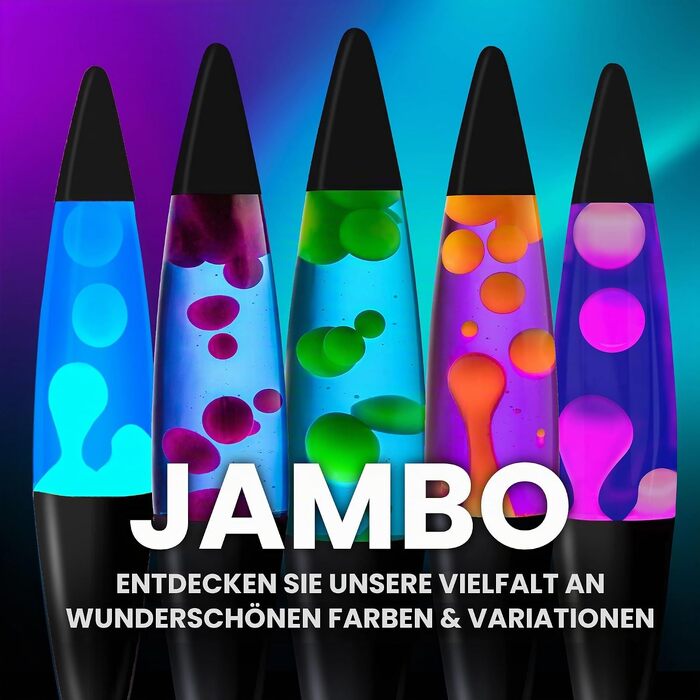 Рідка лава-лампа Jambo Liquid Motion з чорною підставкою, синя (16 дюймів)