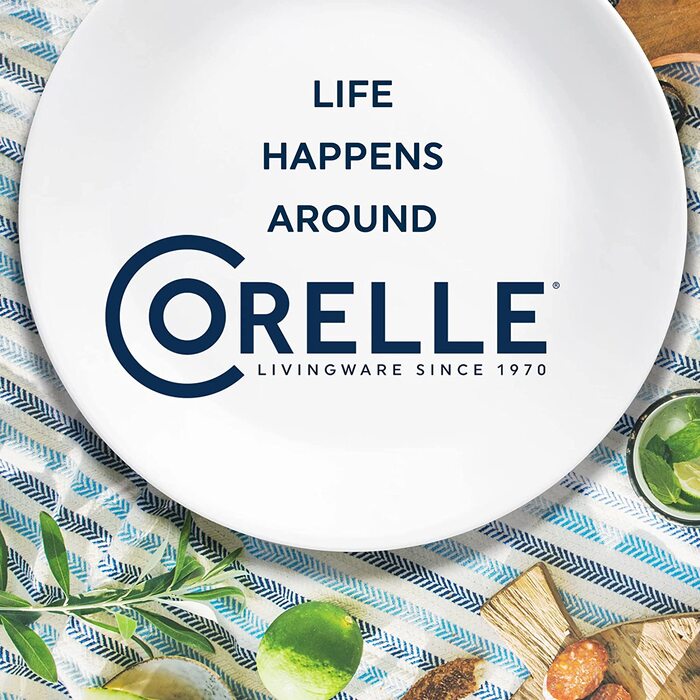 Набір посуду Corelle Timber Shadows 18 предметів, чорний і білий, для 6 персон, ударостійкий – квадратні тарілки 26 см, 17 см і миски 530 мл