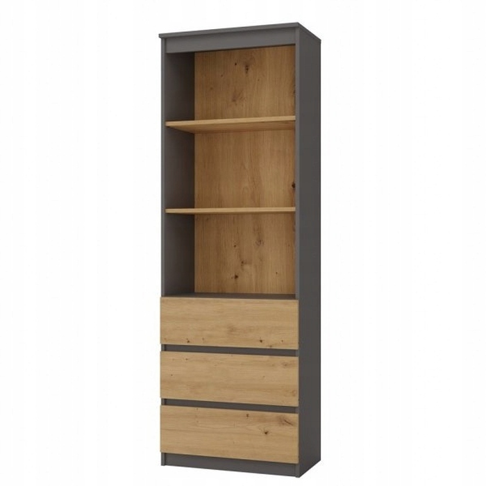 Стелаж TopEshop, антрацит, ламінована плита, 3 полиці та 3 шухляди, 180x60x35 см