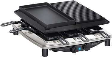 Мультигриль 3в1 Steba RC 4 plus deluxe: раклет, гриль та гарячий камінь, 1.5 кВт, нержавіюча сталь/чорний