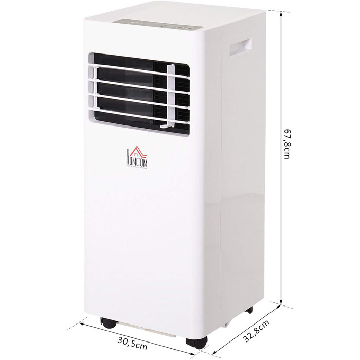 Переносний кондиціонер HOMCOM 7000BTU, 3-в-1: охолодження, осушення, вентиляція, з пультом ДУ, таймером, для 10-15 м², білий