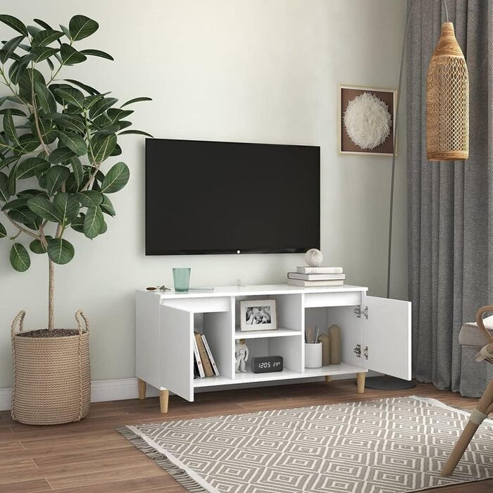 vidaXL ТВ-тумба з масивними ніжками, комод, білий, 103,5x35x50 см