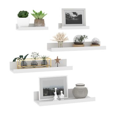 Полиця настінна дерев'яна Giftgarden 90 см, біла - набір з 5 шт. різних розмірів для вітальні, кухні, дитячої, спальні, офісу