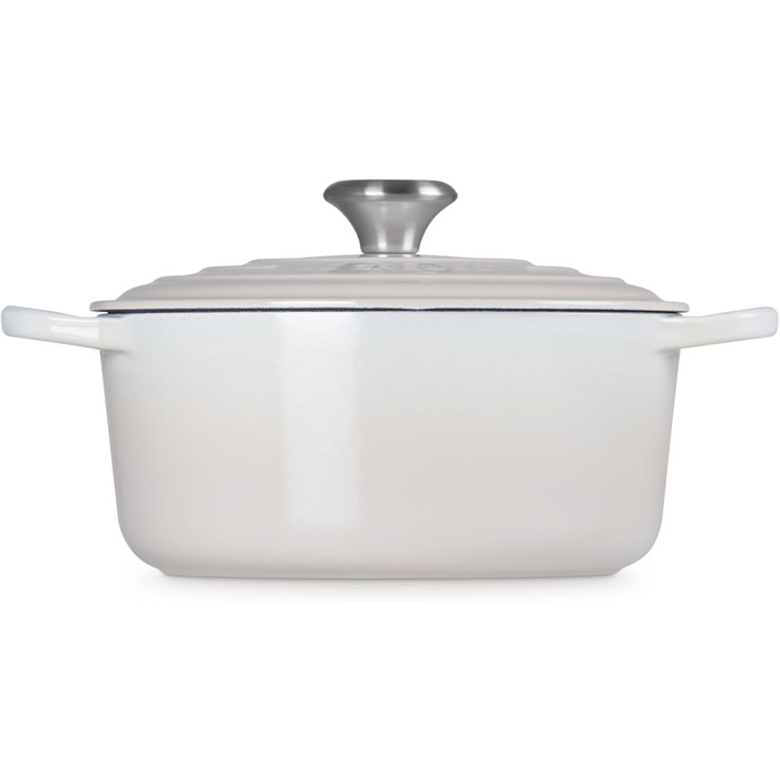 Чавунна каструля-брятер Le Creuset Signature з кришкою, 24 см, кругла, для всіх типів плит та індукції, 4,2 л, колір Meringue