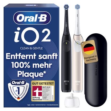 Електричні зубні щітки Oral-B iO Series 2, набір з 2 шт (Night Black та Calm Pink), 2 насадки та чорний чохол