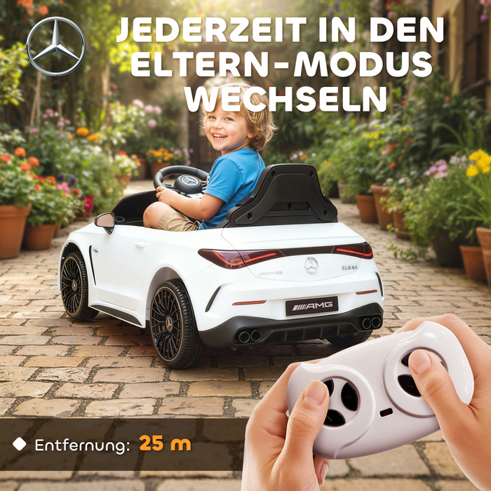 Електромобіль для дітей Kinder, дизайн Mercedes-Benz, двигун 12V, пульт дистанційного керування, світлодіодні фари, музика, для дітей віком 3-6 років, білий