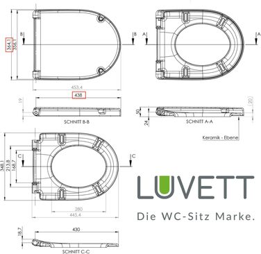 Сидіння для унітаза LUVETT D140 D-подібне, чорне, з мікроліфтом SoftClose та функцією швидкого знімання TakeOff