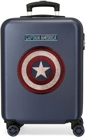 Кабінний чемодан Marvel Avengers Капітан Америка, синій, 38x55x20 см, жорсткий ABS, кодовий замок, 34 л, 2,6 кг, 4 подвійних колеса, ручна поклажа