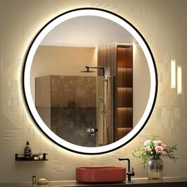 Дзеркало з LED-сенсором, кругле, з індукційним датчиком, для макіяжу, з підсвічуванням, регульоване, проти запотівання, IP44, вологостійке, настінне, 100x100 см
