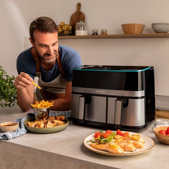 Аерофритюрниця Cecotec CecoFry Advance Double 9 л, 2850 Вт, цифрова, подвійна чаша, PerfectCook, для здорового харчування