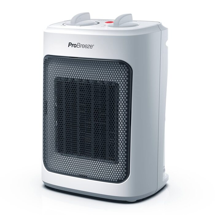 Керамічний обігрівач Pro Breeze 2000W з термостатом, електричний конвектор з 3 рівнями нагріву та захистом від перегріву, білий