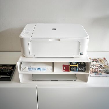 Організатор Yamazaki 4349 Tower Druckerstation: сталева полиця-організатор, мінімалістичний дизайн, білий (48x37x19 см)