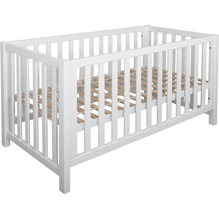 Дитяче ліжечко Betten-ABC Bubema Nils Classic 70x140 см, біле, лаковане дерево