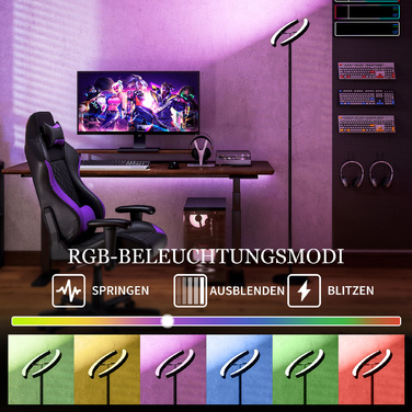 RGB Настільна лампа, з регулюванням яскравості та багатокольоровим підсвічуванням, поворотна, чорного кольору
