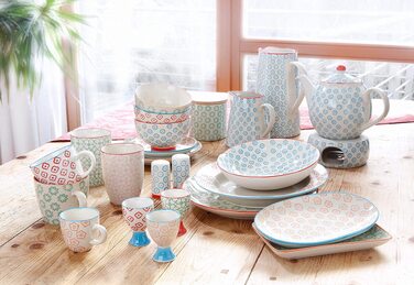 Керамічний глечик для води та молока Bloomingville Emma Retro Vintage, синій, 2 л, 13.5x22.5 см