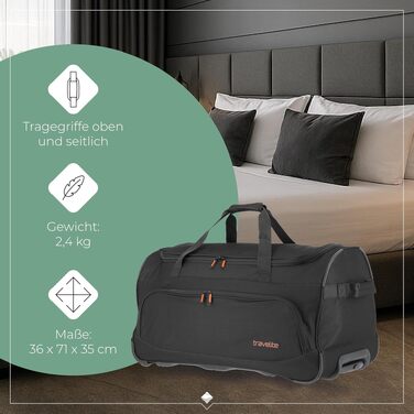 Дорожня сумка на колесах Travelite Basics Fresh L, 71 см, 89 л, чорна