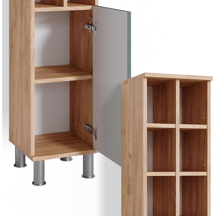 Пенал для ванної Vicco Fynn, зелений/дуб золотий, 30x130,6 см, з великою дверцятю