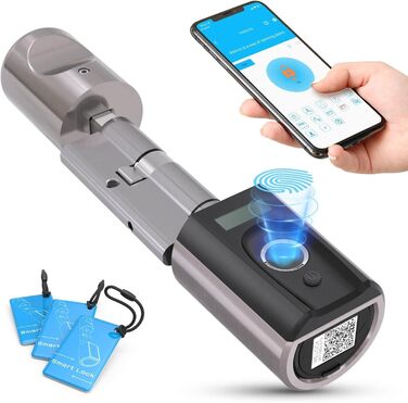Електронний дверний замок WELOCK Touch41 з відбитком пальця, RFID-карткою та керуванням через додаток для вхідних дверей, регульована довжина 50-100 мм