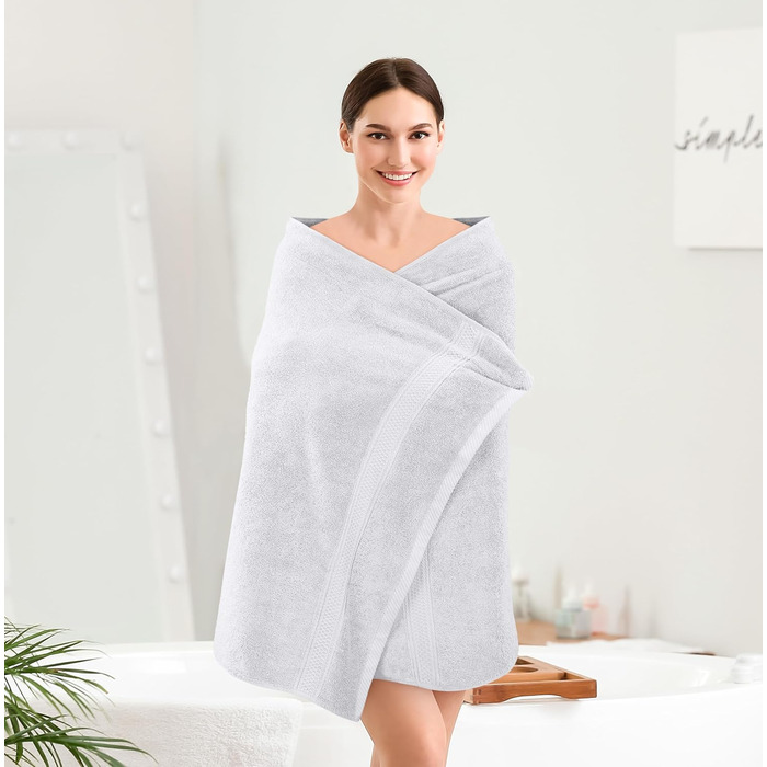 Рушники для ванни Utopia Towels, сріблясті – комплект 4 шт., преміум 100% бавовна 600 г/м², швидковисихаючі, дуже вбираючі, м’які, для щоденного використання