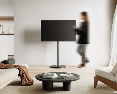 FITUEYES мобільна стійка для телевізора 32-65'' з коліщатками, регульована по висоті, мінімалістичний дизайн, для дому та офісу