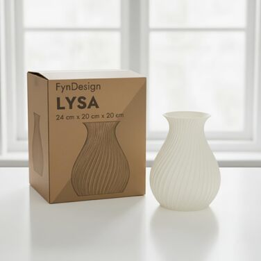 Ваза Moderne LYSA 24 см, біла - 3D-друк PLA, декор для квітів (сухих та свіжих), виготовлено в Німеччині