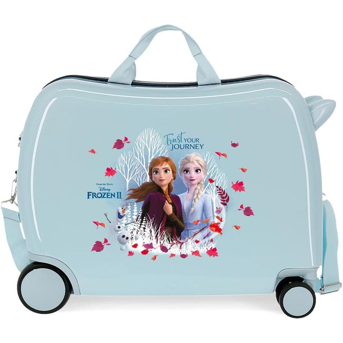 Дитяча валіза Disney Frozen «Довіряй своїй мандрівці», 50x38x20 см, синя, жорсткий корпус ABS, кодовий замок, 38 л, 2,1 кг, 4 колеса, ручна поклажа