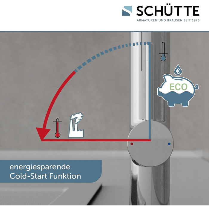 Змішувач кухонний Schütte 23138 з гнучким шлангом Soft Touch, поворотний на 360°, нержавіюча сталь/чорний