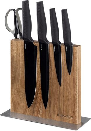 Двосторонній магнітний тримач для ножів Navaris з акації, дерев'яний магнітний блок для ножів, підставка без ножів